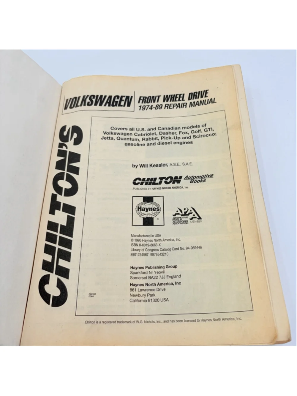 Volkswagen Front Wheel Drive 1974-89 Chilton Repair Manual
